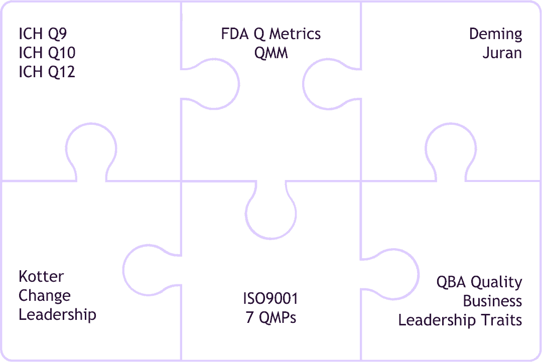 Illustration of puzzle pieces demonstrating how all the different methodologies and frameworks are evaluated in the Quality Maturity Score